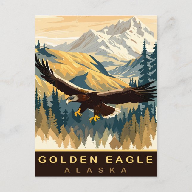 Golden Eagle, Wildlife in Alaska, Travel Vykort (Framsida)