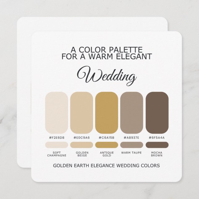 Golden Earth Wedding Color Palette Elegant Card Inbjudningar (Fram/baksida)