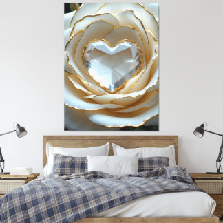 Golden-Edged Purity Crystal Rose Canvas Art