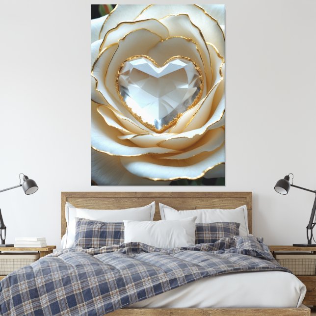 Golden-Edged Purity Crystal Rose Canvas Art (Insitu (sovrum))