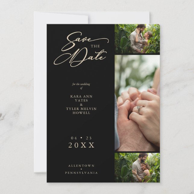 Golden Effect Black Finare Collage 3 foton Ett par Spara Datumet (Framsida)