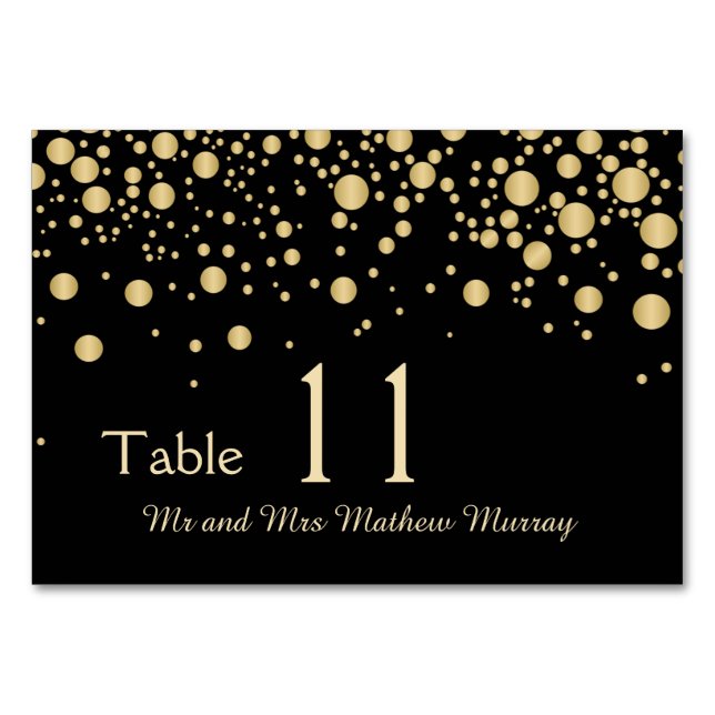 Golden effect confietti Bordsnummer Place Card (Framsidan)