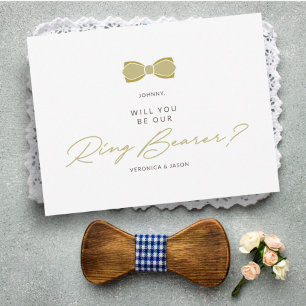 Golden Effect Ring Bearer Bow Bröllop Frieri Vykort