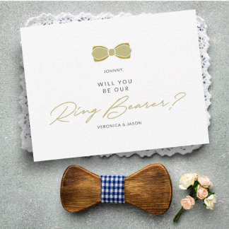 Golden Effect Ring Bearer Bow Bröllop Frieri Vykort