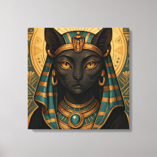 Golden Egyptian Cat Goddess   Bastet Divine Canvastryck