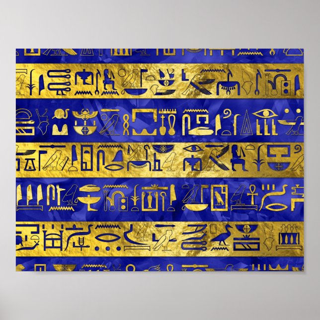 Golden Egyptian hieroglyph mönster Poster (Framsidan)