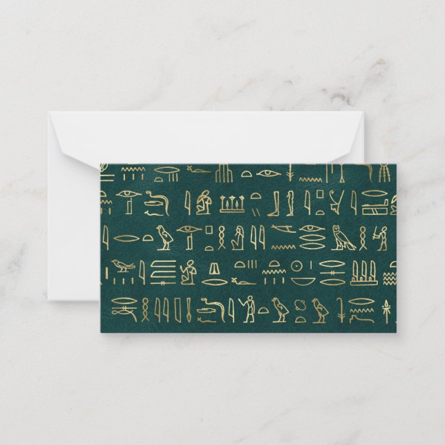 Golden Egyptian Hieroglyph Typography Egypten Anteckningskort (Framsida)