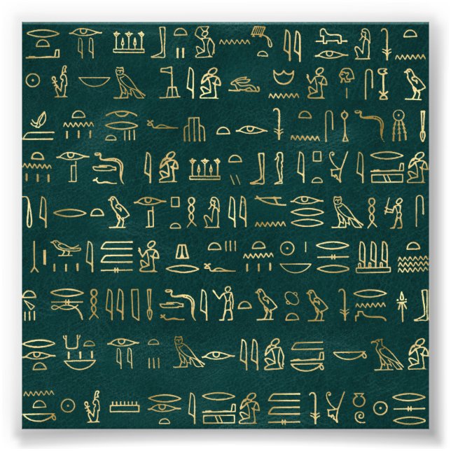 Golden Egyptian Hieroglyph Typography Egypten Fototryck (Framsidan)