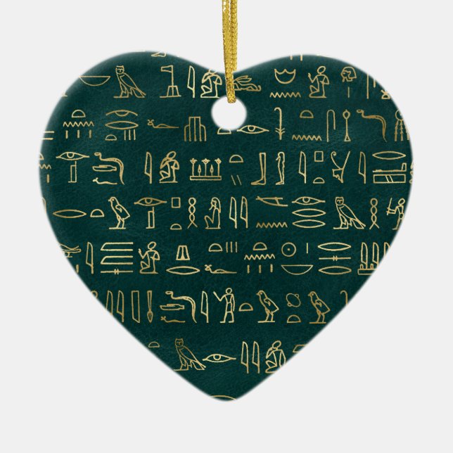 Golden Egyptian Hieroglyph Typography Egypten Julgransprydnad Keramik (Framsidan)