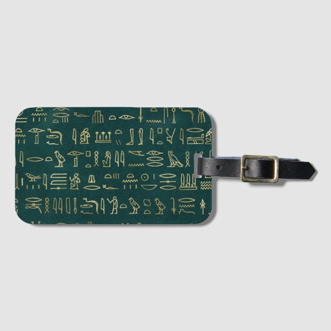 Golden Egyptian Hieroglyphs Typography Egypten Bagagebricka (Framsida horisontal)