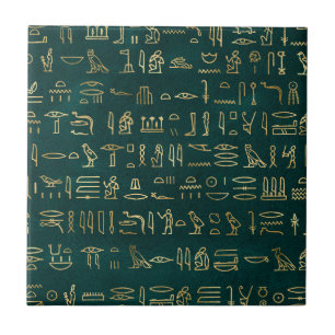 Golden Egyptian Hieroglyphs Typography Egypten Kakelplatta