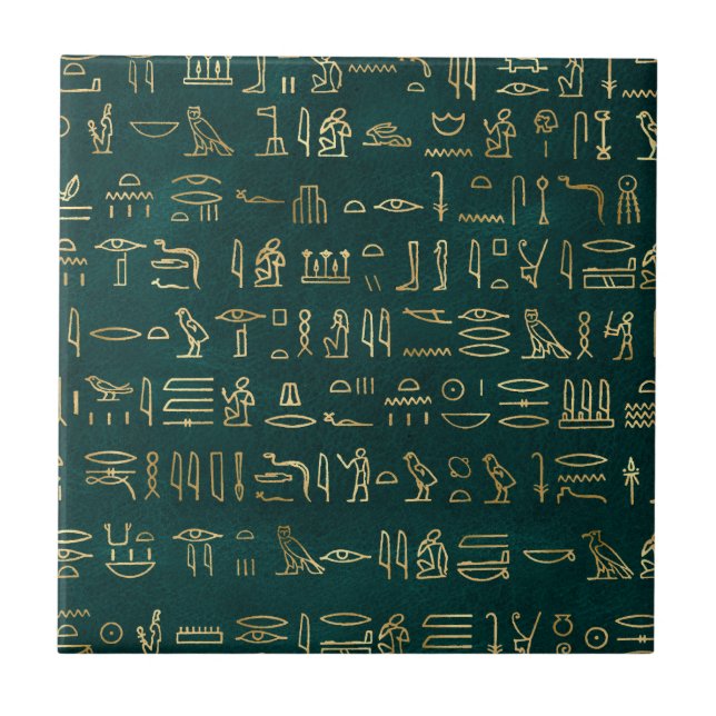 Golden Egyptian Hieroglyphs Typography Egypten Kakelplatta (Framsidan)