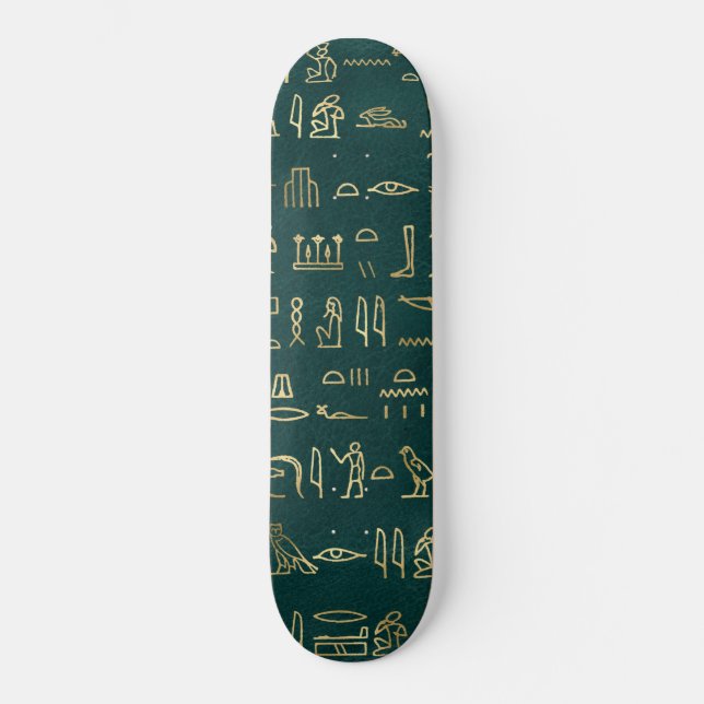 Golden Egyptian Hieroglyphs Typography Egypten Mini Skateboard Bräda 18,5 Cm (Framsida)