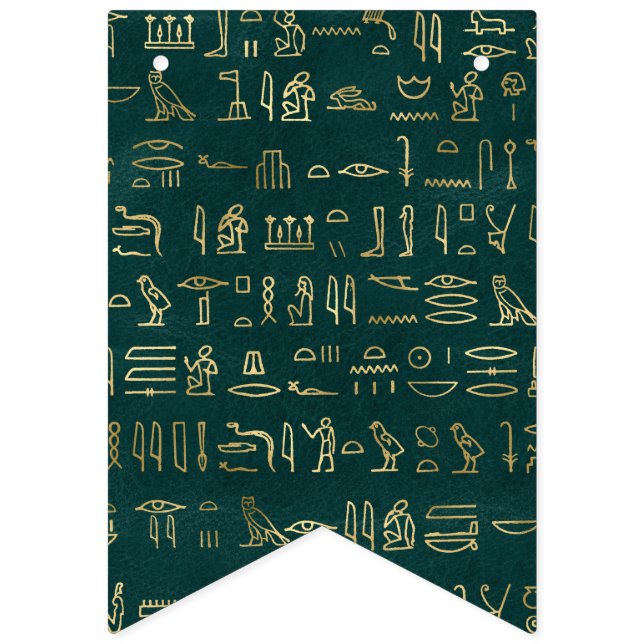 Golden Egyptian Hieroglyphs Typography Egypten Vimplar (Första flaggan)