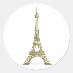 Golden Eiffel Torn Runt Klistermärke