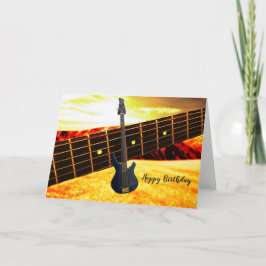 Golden Electric Guitar Birthday Card Helgkort