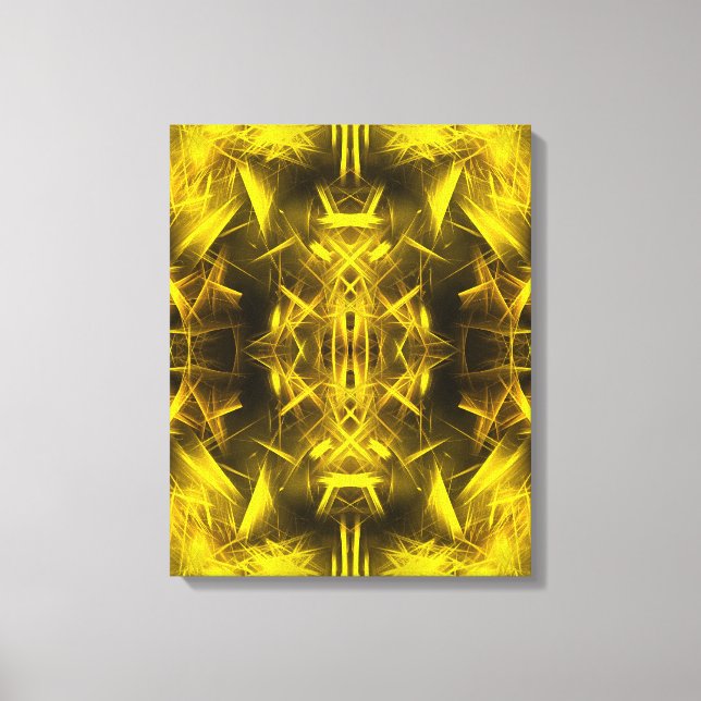Golden Electric Plasma Fractal Art Canvastryck (Framsida)