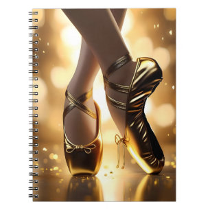 Golden Elegance: Ballerina Shoes på Guld Bokeh Anteckningsbok