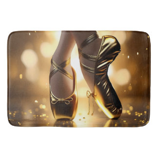 Golden Elegance: Ballerina Shoes på Guld Bokeh Badrumsmatta