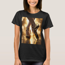Golden Elegance: Ballerina Shoes på Guld Bokeh T Shirt