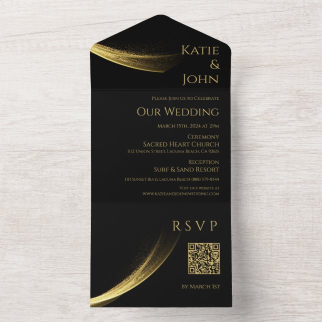 Golden Elegance-Bröllop QR-kod- (Insida)