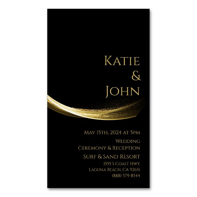 Golden Elegance-Bröllop Spara our Date Magnetiska Visitkort (Framsida vertikal)