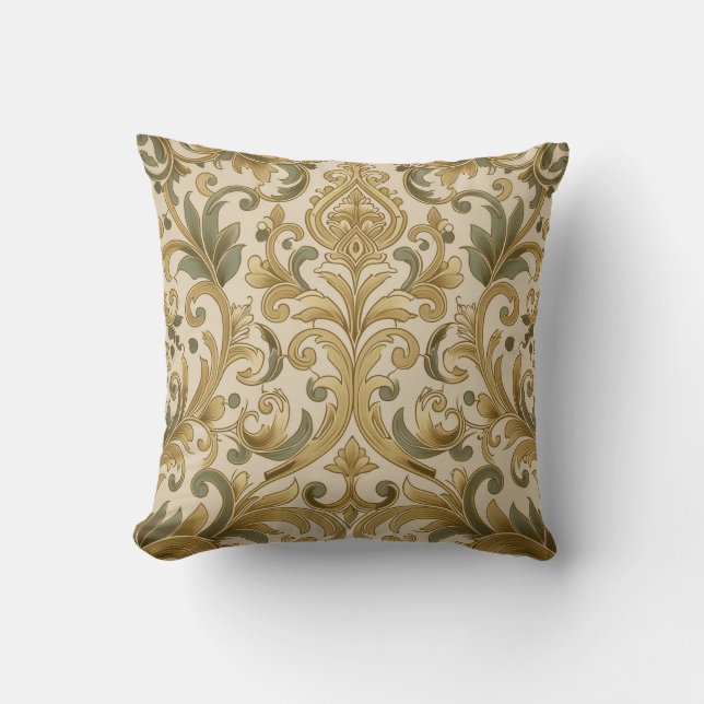 Golden Elegance Damask Kudde (Framsida)