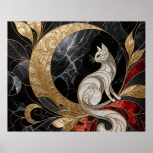 Golden Elegance: Den kanderade katten Poster