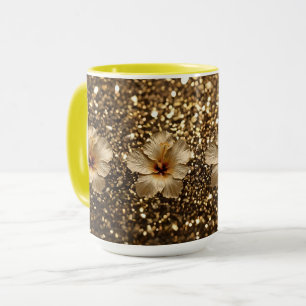 Golden Elegance: Guld Hibiscus Shimmer Mugg