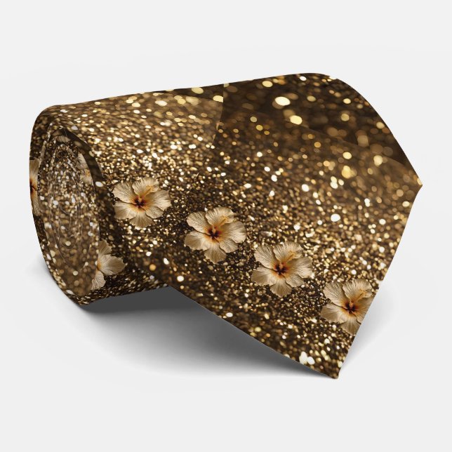 Golden Elegance: Guld Hibiscus Shimmer Slips (Rullad)