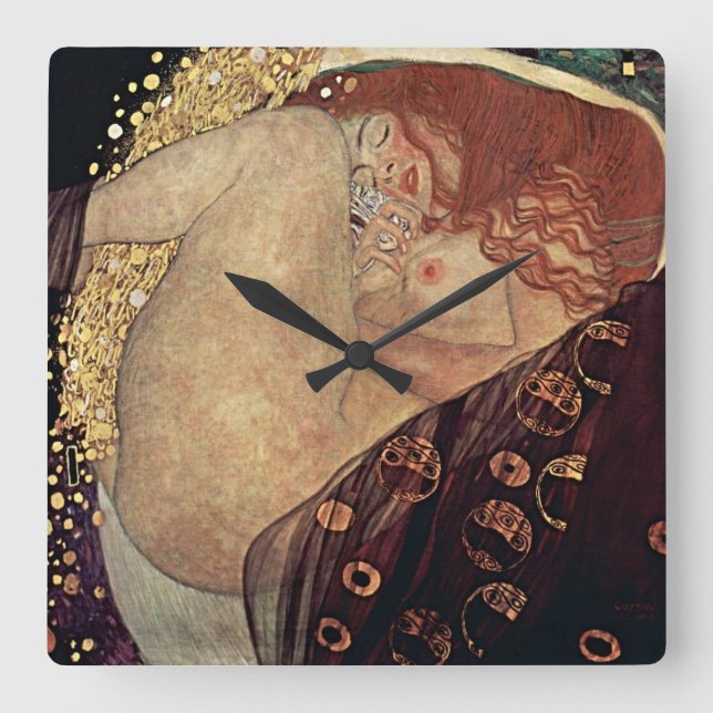 Golden Elegance: Klimt-Inspired Clock Fyrkantig Klocka (Framsida)