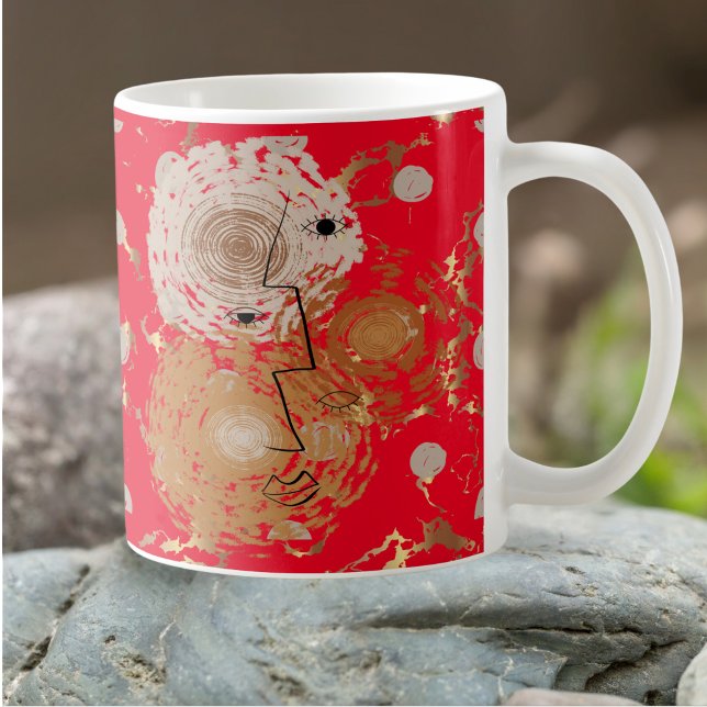 Golden Elegance Mid Century-Abstrakt Kaffemugg (Skapare uppladdad)