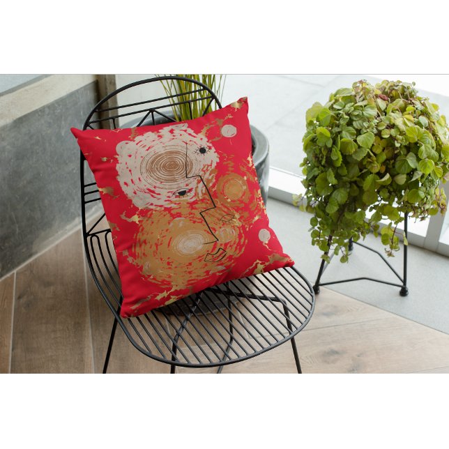 Golden Elegance Mid Century-Abstrakt Kudde (Skapare uppladdad)