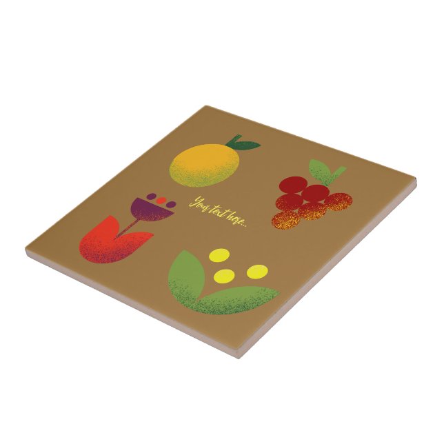 Golden Elegance Modern Blommigt Fruit Kakelplatta (Sidan)