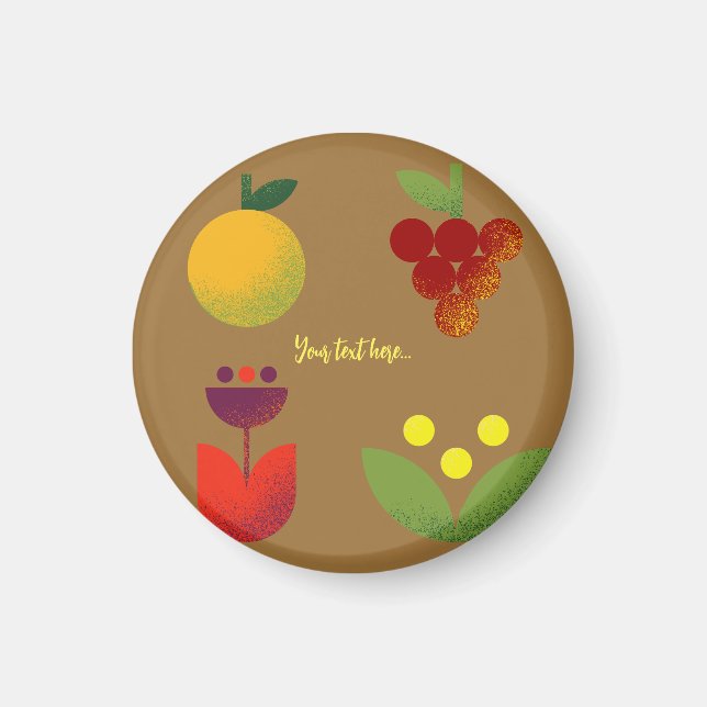 Golden Elegance Modern Blommigt Fruit Magnet (Framsidan)