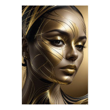 Golden Elegance: Modern kvinnlig Abstrakt Art