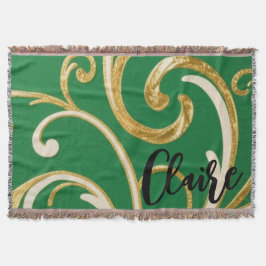 Golden Elegance Moss Green pattern Filt