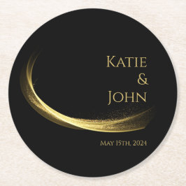 Golden Elegance-Papper Underlägg Papper Rund