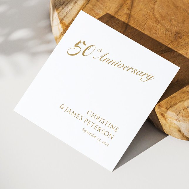 Golden Elegance: Personlig 50-årsdagen Pappersservett (Zazzle Golden Elegance_ Personalized 50th Anniversary Napkins)
