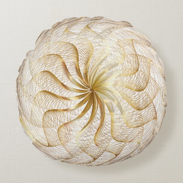 Golden Elegance Round Pillow Cover Rund Kudde (Framsidan)