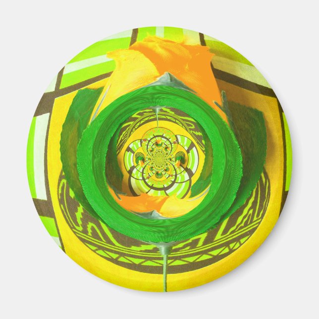 Golden Elegance: Snygg afrikansk Gul ros Art Magnet (Framsidan)
