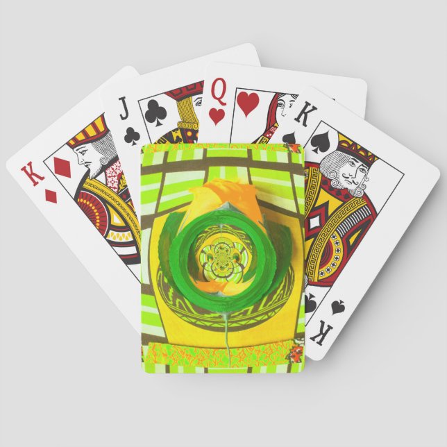 Golden Elegance: Snygg afrikansk Gul ros Art Spelkort (Baksidan)