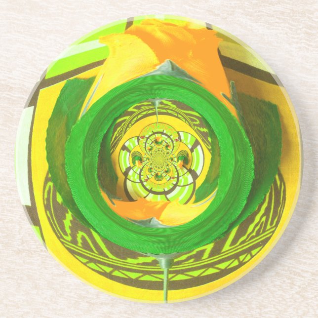 Golden Elegance: Snygg afrikansk Gul ros Art Underlägg (Framsidan)