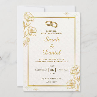 Golden Elegance Wedding Invitation Inbjudningar