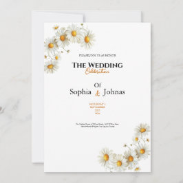 golden elegant daisy flower wedding invitation inbjudningar