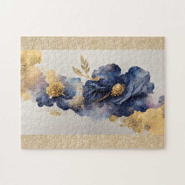 Golden Elegant Flower Jigszle Puzzle Pussel (Horisontell)