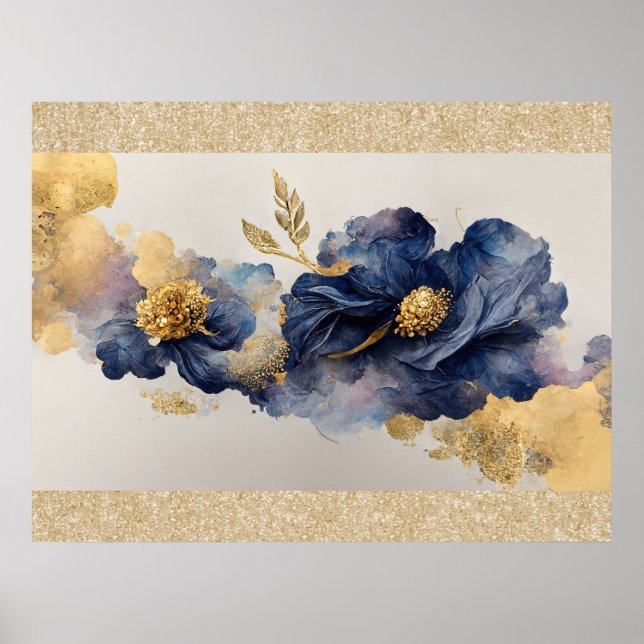 Golden Elegant Flower Poster (Framsidan)