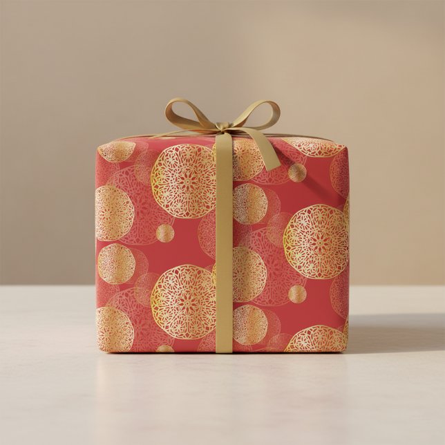 Golden Elegant Splendid Oriental Ornaments Mönster Presentpapper (Skapare uppladdad)