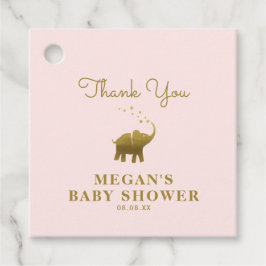 Golden Elephant Baby Shower Tack Gåvor Etiketter