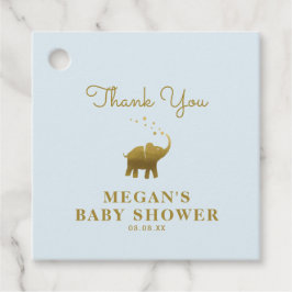 Golden Elephant Blue Baby Shower Tack Gåvor Etiketter